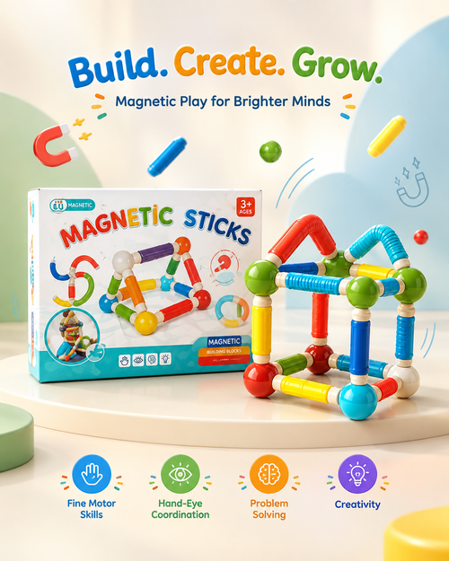 Magnetic Sticks and Tubes 3D Building Set