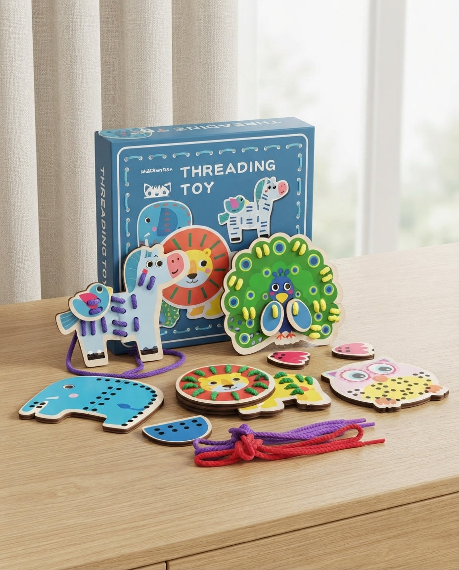 Pack Animal Lacing Cards-Mentessori Threading Toys