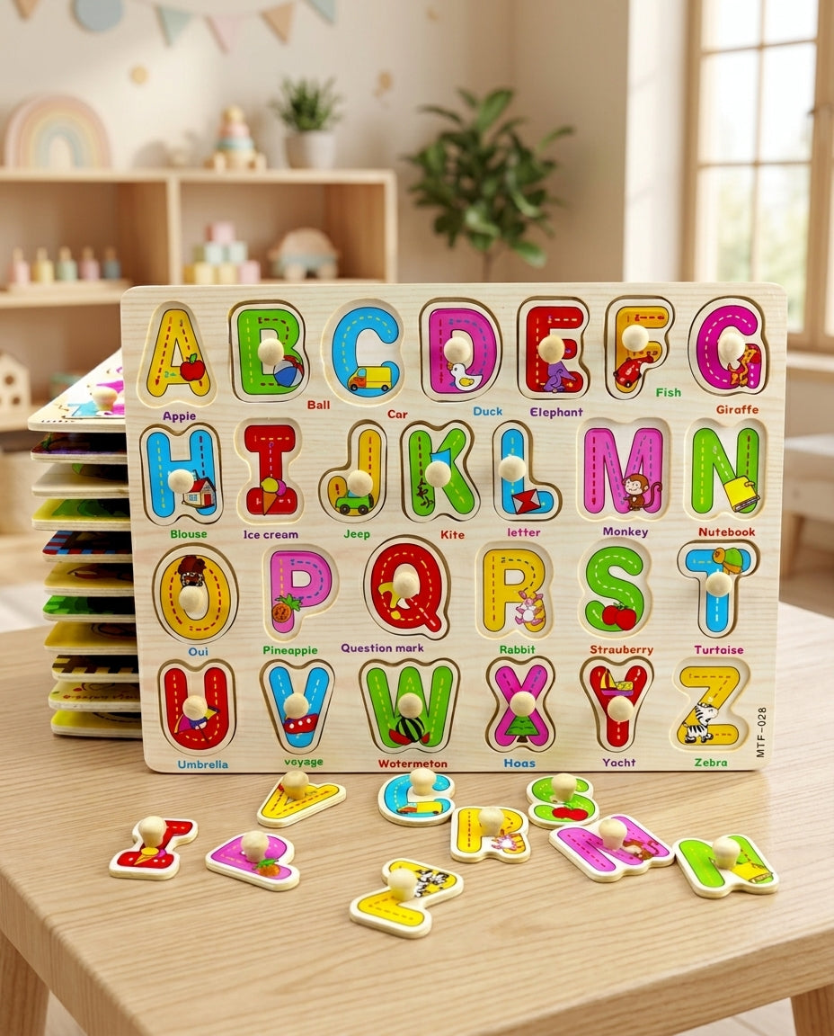 Montessori Wooden Alphabets Puzzle for Toddler Learning