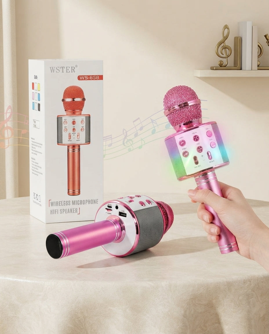 Balhvit Karaoke Microphone for Kids-Wireless Bluetooth with LED Lights